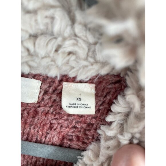 Anthropologie Sleeping on Snow Sherpa Cowl Neck Cardigan Sweater Women's XS Pink - Picture 7 of 11